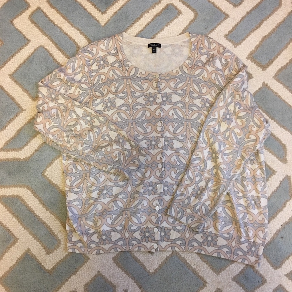 Talbots Scroll Design Metallic Cardigan 3xp - image 2